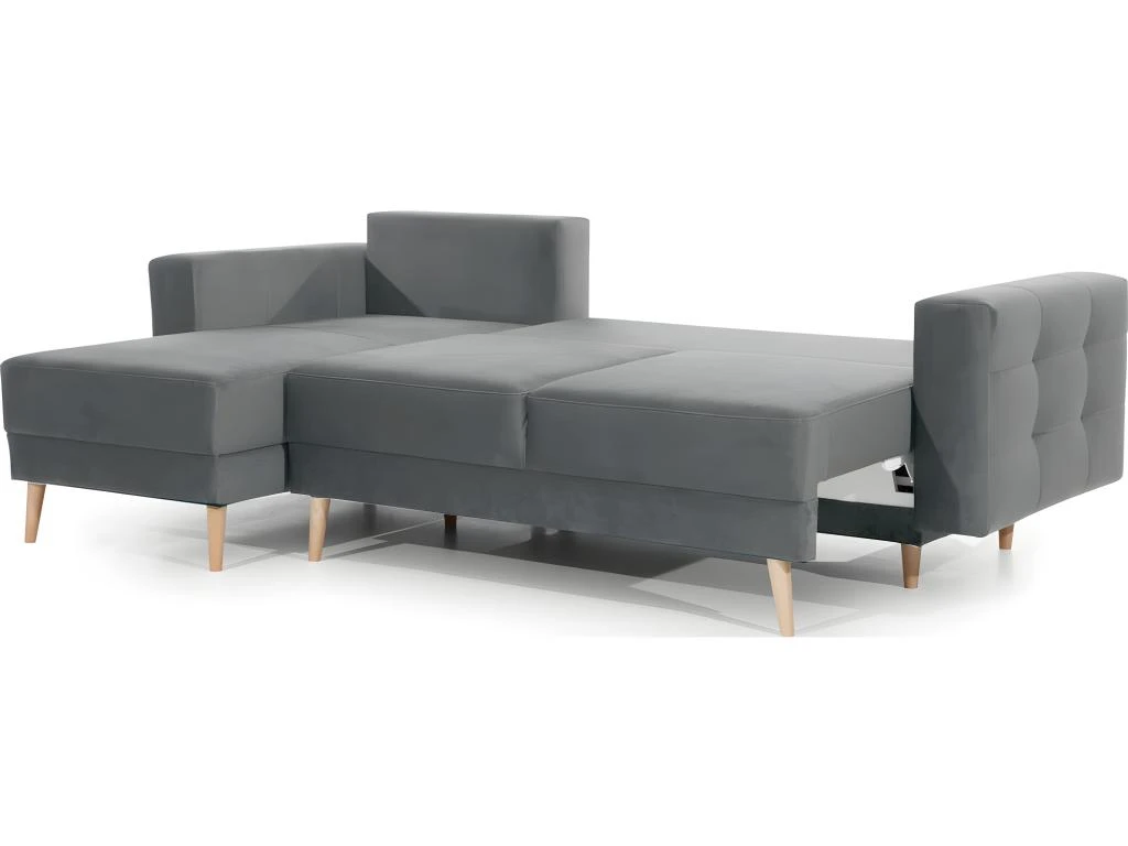 Canapé D'angle Convertible - ASSIA VELOURS - En Tissu De Qualité 5 Places, Gris, Angle Gauche (vu De Face) 4 Canapé D'angle Convertible - ASSIA VELOURS - En Tissu De Qualité 5 Places, Gris, Angle Gauche (vu De Face) – Image 4