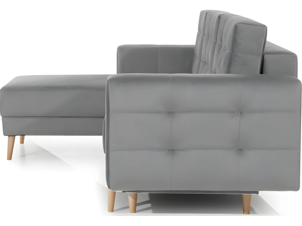 Canapé D'angle Convertible - ASSIA VELOURS - En Tissu De Qualité 5 Places, Gris, Angle Gauche (vu De Face) 5 Canapé D'angle Convertible - ASSIA VELOURS - En Tissu De Qualité 5 Places, Gris, Angle Gauche (vu De Face) – Image 5