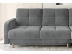 Canapé D'angle Convertible En Tissu Velours Luxe, Rangement - Gris, Angle Droit(vu De Face), ROXANE VELOURS -Deco.fr Soldes Boutique canape 9994115