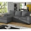 Canapé D'angle Convertible - En Tissu Gris Et Simili Gris, Angle Gauche (vu De Face) - LUCAS -Deco.fr Soldes Boutique canape 9994393