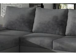 Canapé D'angle Convertible - En Tissu Gris Et Simili Gris, Angle Gauche (vu De Face) - LUCAS -Deco.fr Soldes Boutique canape 9994401