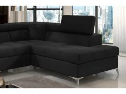 Canapé D'angle Convertible - ERNEST - En Tissu Luxe 5 Places, Noir, Angle Droit (vu De Face) -Deco.fr Soldes Boutique canape 9994711