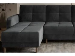 Canapé D'angle Convertible En Tissu Velours Luxe, Rangement - Gris Foncé, Angle Gauche (vu De Face), ROXANE VELOURS -Deco.fr Soldes Boutique canape 9994817