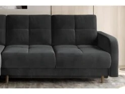 Canapé D'angle Convertible En Tissu Velours Luxe, Rangement - Gris Foncé, Angle Gauche (vu De Face), ROXANE VELOURS -Deco.fr Soldes Boutique canape 9994819