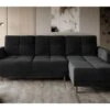 Canapé D'angle Convertible En Tissu Velours Luxe, Rangement - Noir, Angle Droit(vu De Face), ROXANE VELOURS -Deco.fr Soldes Boutique canape 9995733