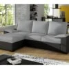 Canapé D'angle Convertible - En Tissu Gris Et Simili Noir, Angle Gauche (vu De Face) - LUCAS -Deco.fr Soldes Boutique canape 9996039