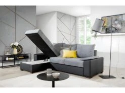 Canapé D'angle Convertible - En Tissu Gris Et Simili Noir, Angle Gauche (vu De Face) - LUCAS 7 Canapé D'angle Convertible - En Tissu Gris Et Simili Noir, Angle Gauche (vu De Face) - LUCAS -Deco.fr Soldes Boutique canape 9996043