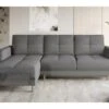 Canapé D'angle Convertible En Tissu Luxe, Rangement - Gris, Angle Gauche (vu De Face), ROXANE