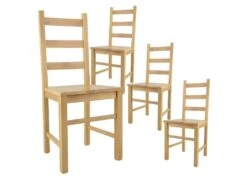 ORTA - Lot De 4 Chaises Naturelles Et Assises En Bois