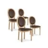 Lot De 4 Chaises Médaillon Louis XVI Vintage Simili Marron -Deco.fr Soldes Boutique chaise 10022075