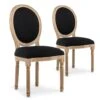Lot De 2 Chaises Médaillon Louis XVI Tissu Noir -Deco.fr Soldes Boutique chaise 10022085