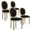 Lot De 4 Chaises Médaillon Louis XVI Tissu Noir -Deco.fr Soldes Boutique chaise 10022107