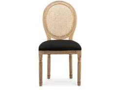 Lot De 4 Chaises Médaillon Louis XVI Cannage Rotin Tissu Noir -Deco.fr Soldes Boutique chaise 10022163