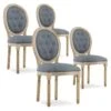 Lot De 4 Chaises Médaillon Capitonnées Louis XVI Tissu Gris -Deco.fr Soldes Boutique chaise 10022165