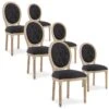 Lot De 6 Chaises Médaillon Capitonnées Louis XVI Tissu Noir -Deco.fr Soldes Boutique chaise 10022169