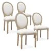 Lot De 4 Chaises Médaillon Louis XVI Tissu Beige -Deco.fr Soldes Boutique chaise 10022261