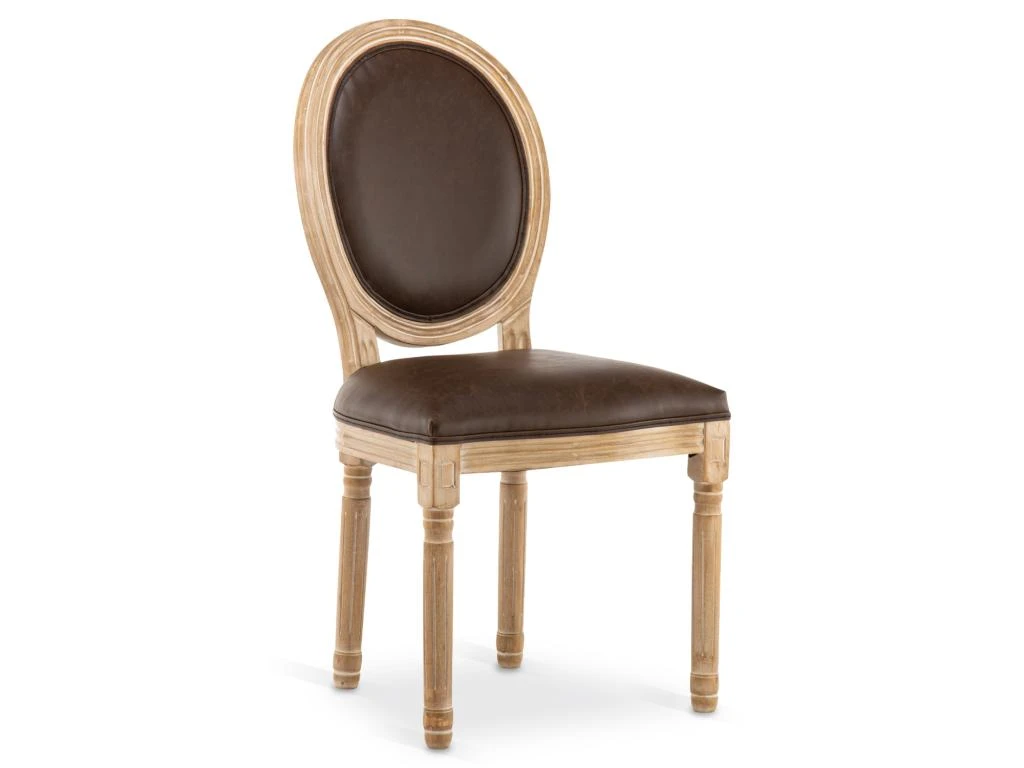 Lot De 6 Chaises Médaillon Louis XVI Vintage Simili Marron 5 Lot De 6 Chaises Médaillon Louis XVI Vintage Simili Marron – Image 5