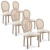 Lot De 6 Chaises Médaillon Louis XVI Cannage Rotin Tissu Beige