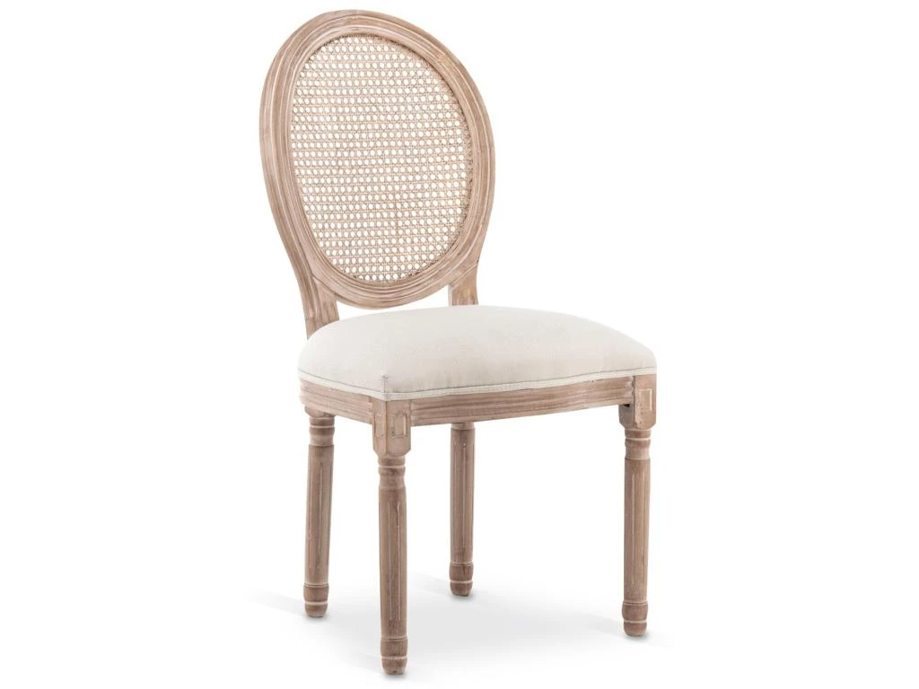 Lot De 6 Chaises Médaillon Louis XVI Cannage Rotin Tissu Beige 2 Lot De 6 Chaises Médaillon Louis XVI Cannage Rotin Tissu Beige – Image 2