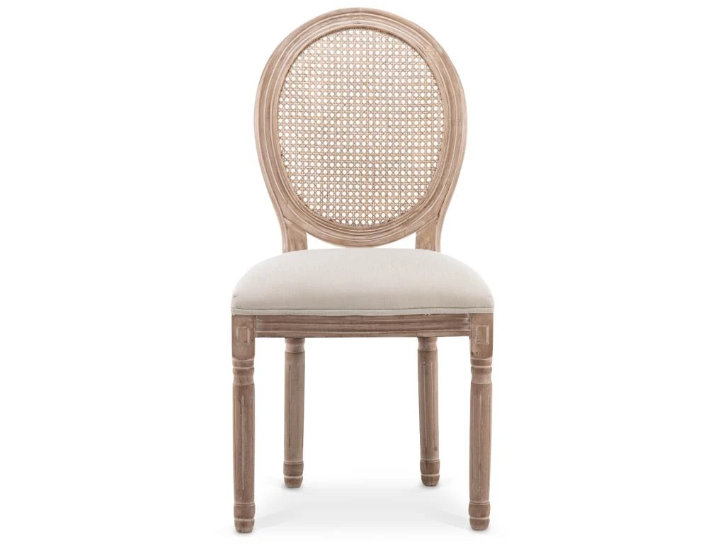 Lot De 6 Chaises Médaillon Louis XVI Cannage Rotin Tissu Beige 4 Lot De 6 Chaises Médaillon Louis XVI Cannage Rotin Tissu Beige – Image 4