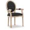 Fauteuil Médaillon Capitonné Louis XVI Tissu Noir -Deco.fr Soldes Boutique chaise 10022319