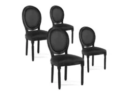 Lot De 4 Chaises Médaillon Louis XVI Velours Noir