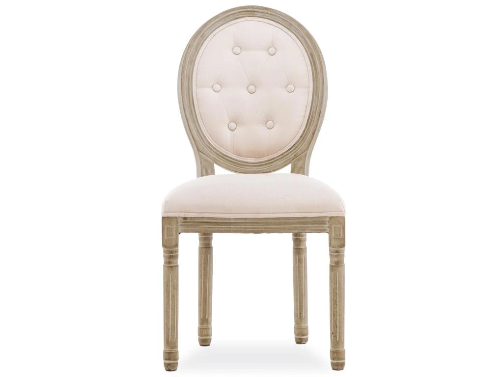 Lot De 2 Chaises Médaillon Capitonnées Louis XVI Tissu Beige 2 Lot De 2 Chaises Médaillon Capitonnées Louis XVI Tissu Beige – Image 2