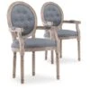 Lot De 2 Fauteuils Médaillon Capitonnés Louis XVI Tissu Gris -Deco.fr Soldes Boutique chaise 10022347