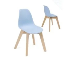 KAYELLES Lot De 2 Chaises Scandinaves Enfant JUBA (bleu)