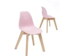 KAYELLES Lot De 2 Chaises Scandinaves Enfant JUBA (Rose)