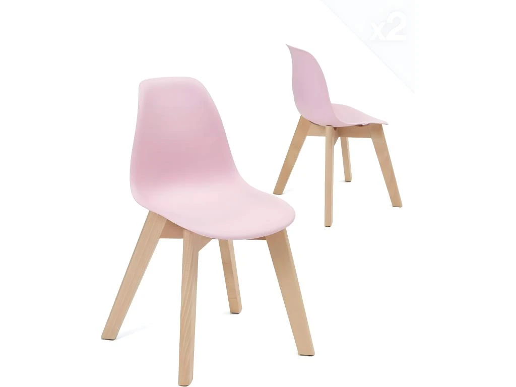 KAYELLES Lot De 2 Chaises Scandinaves Enfant JUBA (Rose) 1 KAYELLES Lot De 2 Chaises Scandinaves Enfant JUBA (Rose)