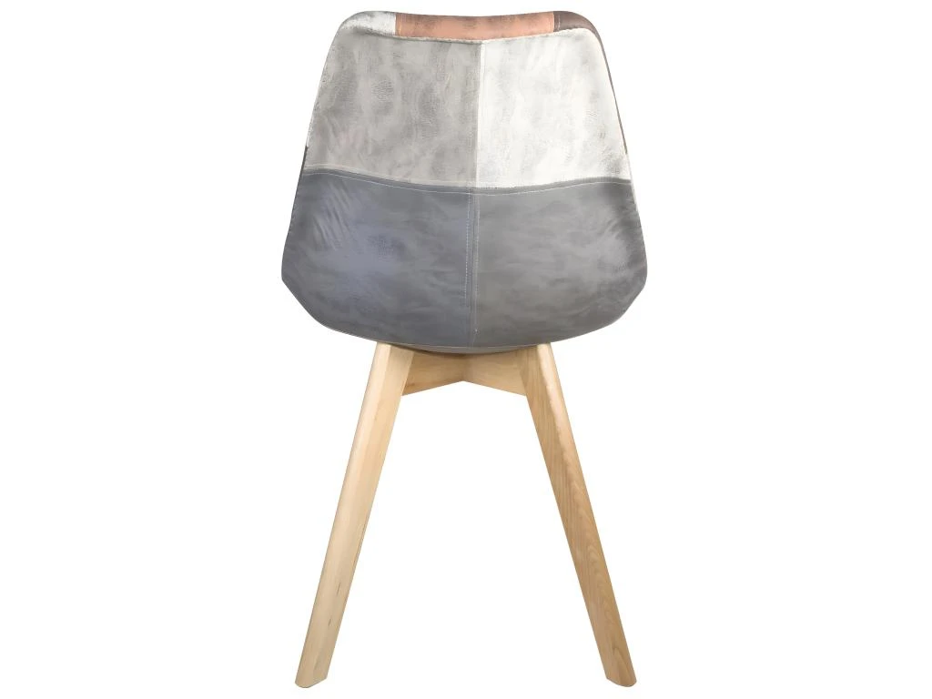 Lot 2 Chaises Scandinaves Patchwork LAO (Marron) 4 Lot 2 Chaises Scandinaves Patchwork LAO (Marron) – Image 4