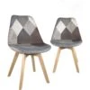 Lot 2 Chaises Scandinaves Patchwork LAO (Gris Bleu) -Deco.fr Soldes Boutique chaise 10026397
