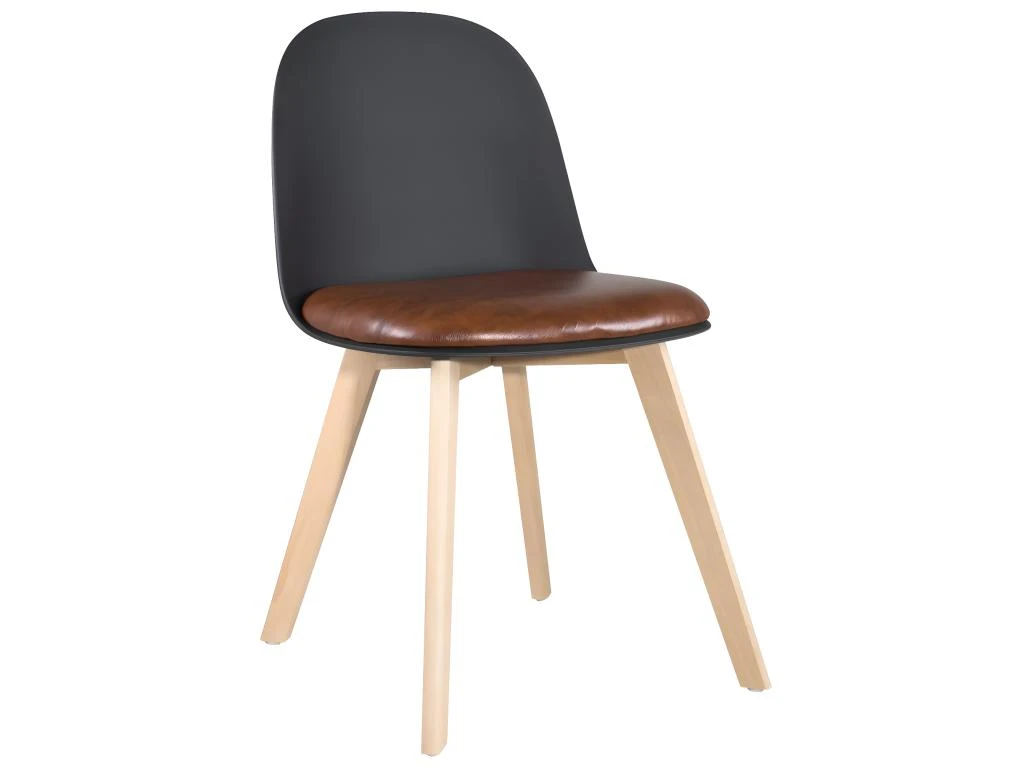 Lot De 2 Chaises De Cuisine Scandinaves UFI (noir-marron) 3 Lot De 2 Chaises De Cuisine Scandinaves UFI (noir-marron) – Image 3