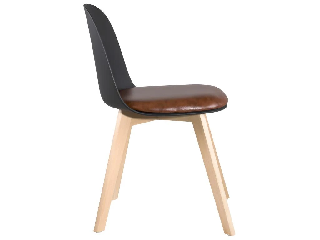 Lot De 2 Chaises De Cuisine Scandinaves UFI (noir-marron) 4 Lot De 2 Chaises De Cuisine Scandinaves UFI (noir-marron) – Image 4