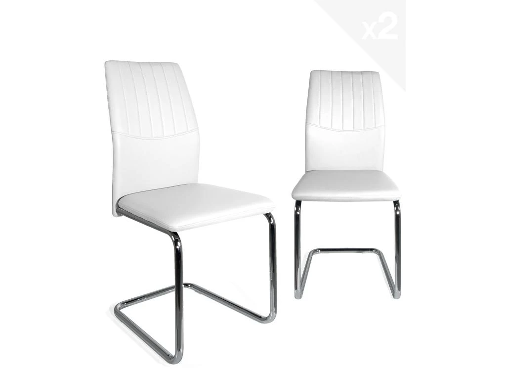 KAYELLES Lot De 2 Chaises De Salle à Manger Contemporaine Design DINA (blanc) 1 KAYELLES Lot De 2 Chaises De Salle à Manger Contemporaine Design DINA (blanc)