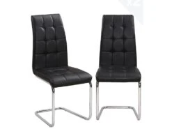 KAYELLES Lot De 2 Chaises Salle A Manger Simili Et Chrome MAXI ( Noir )