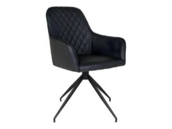 KARBO - Fauteuil Pivotant Simili Noir Et Piétement Acier