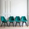 Lot De 4 Chaises En Velours NORA Vertes Avec Coussin - HAPPY GARDEN