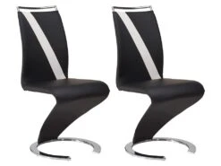 Lot De 2 Chaises - Simili Noir & Blanc - TWIZY II