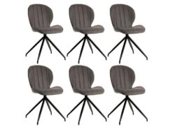 FOLA - Lot De 6 Chaises Simili Taupe Piètement Etoile