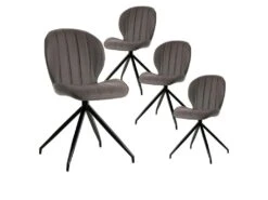 FOLA - Lot De 4 Chaises Simili Taupe Piètement Etoile