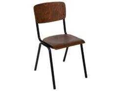 Chaise De Table En Métal Noir Et Bois Marron