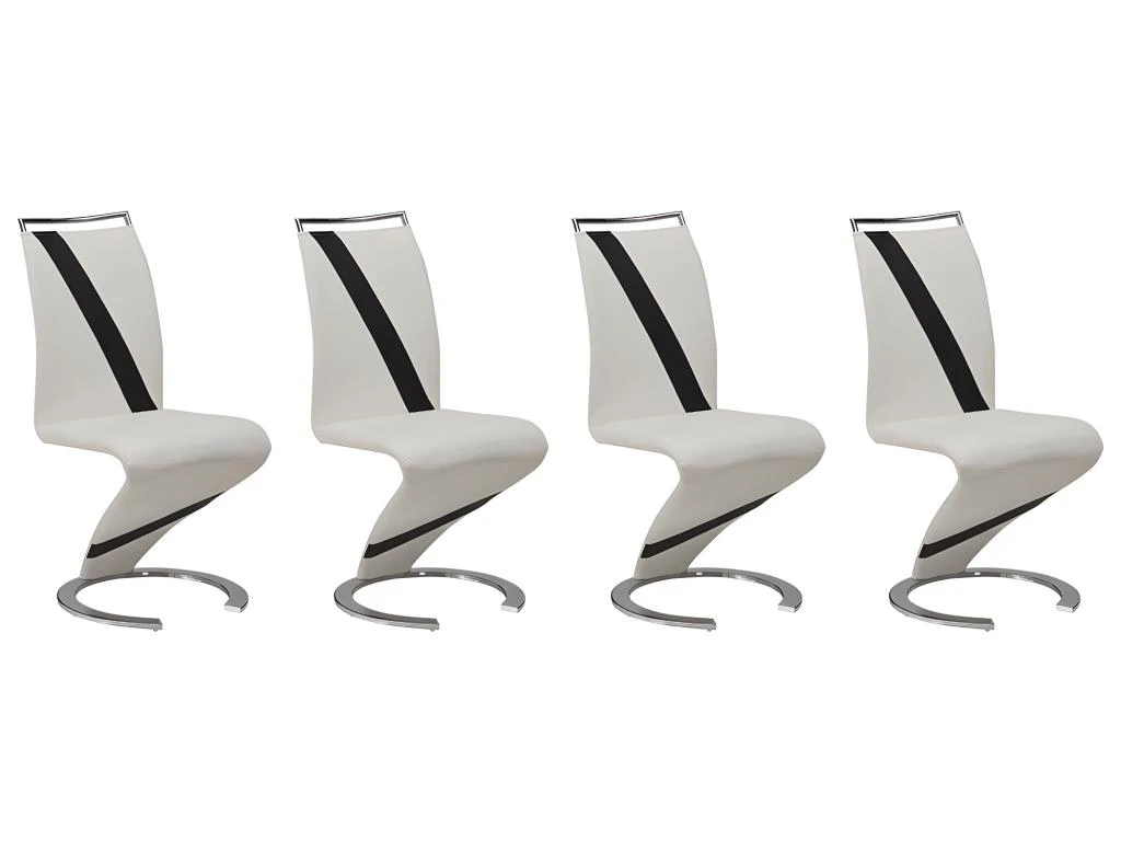Lot De 4 Chaises TWIZY - Simili Blanc & Noir 5 Lot De 4 Chaises TWIZY - Simili Blanc & Noir – Image 5