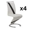 Lot De 4 Chaises TWIZY - Simili Blanc & Noir -Deco.fr Soldes Boutique chaise 10557089