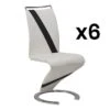 Lot De 6 Chaises TWIZY - Simili Blanc & Noir -Deco.fr Soldes Boutique chaise 10557113