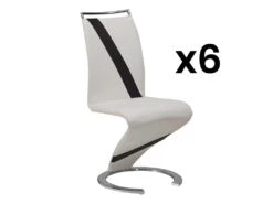 Lot De 6 Chaises TWIZY - Simili Blanc & Noir
