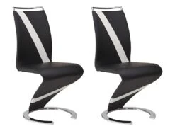 Lot De 2 Chaises TWIZY - Simili Noir & Blanc
