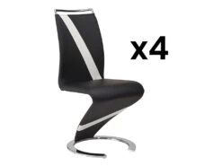 Lot De 4 Chaises TWIZY - Simili Noir & Blanc