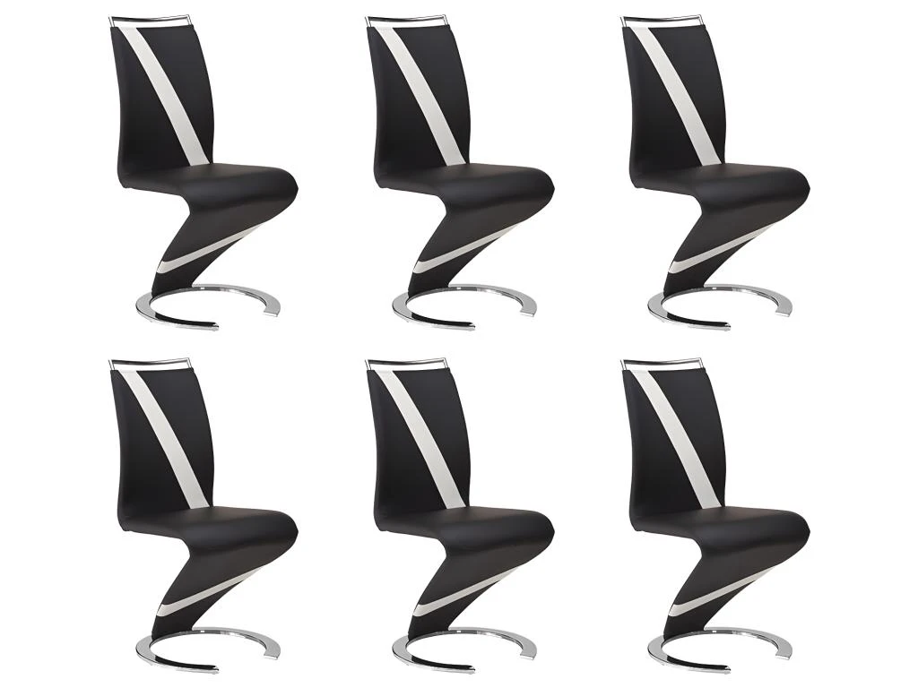 Lot De 6 Chaises TWIZY - Simili Noir & Blanc 5 Lot De 6 Chaises TWIZY - Simili Noir & Blanc – Image 5